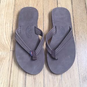 Rainbow flip flops